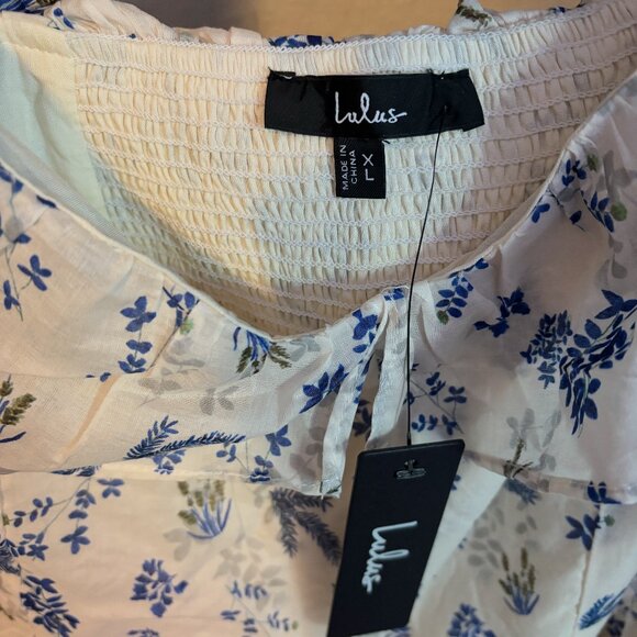 Lulus Candice Ivory Floral Ruffled Tie-Strap Midi Dress - Picture 4 of 7